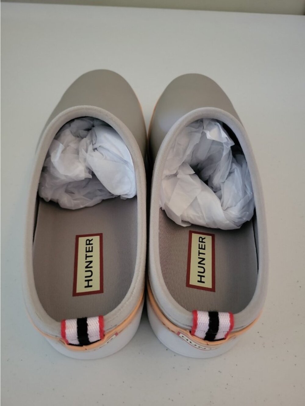Hunter Play Speckle Sole Clog Steall/Summit Rise Peach Rubber Shoes Size 7 M - Picture 7 of 8